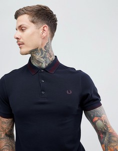 Темно-синее поло с контрастной отделкой Fred Perry - Темно-синий