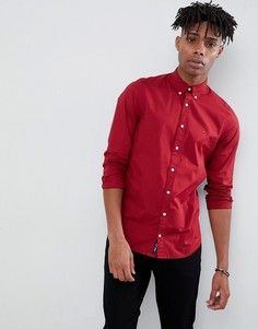 Зауженная поплиновая рубашка бордового цвета Tommy Hilfiger - Красный