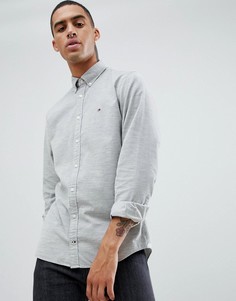 Серая вельветовая рубашка на пуговицах с логотипом-флагом Tommy Hilfiger - Серый