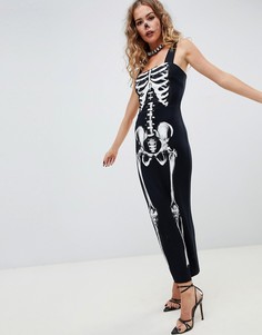 Платье макси с принтом ASOS DESIGN - Черный