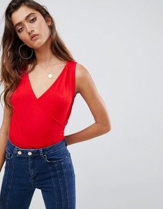Красное боди с запахом без рукавов ASOS DESIGN - Красный