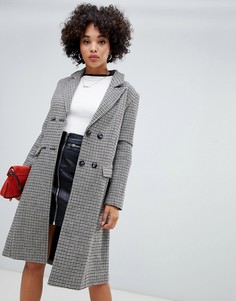 Двубортное пальто в клетку Missguided - Коричневый