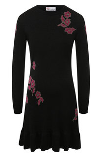 Платье с металлизированной нитью и вышитым принтом REDVALENTINO