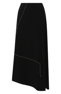 Шерстяная юбка-миди с контрастной прострочкой Yohji Yamamoto