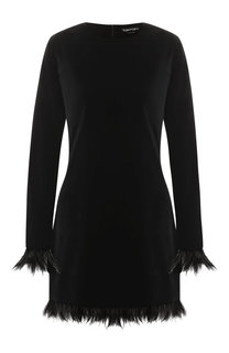 Бархатное платье с перьевой отделкой Tom Ford