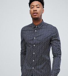 Зауженная эластичная рубашка с принтом ASOS DESIGN Tall - Темно-синий