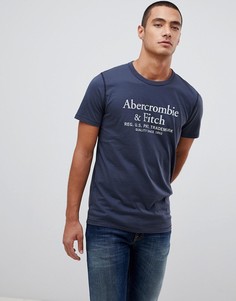 Темно-синяя футболка с логотипом Abercrombie & Fitch - Темно-синий