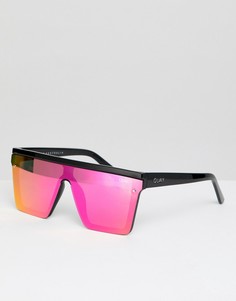 Черно-розовые квадратные солнцезащитные очки Quay Australia - Розовый