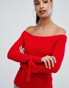 Красный джемпер с открытыми плечами Boohoo - Красный