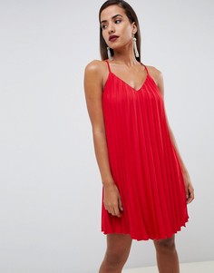 Плиссированное платье мини на бретельках ASOS DESIGN - Красный