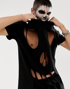 Черная свободная футболка с черепом ASOS DESIGN Halloween - Черный