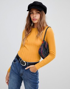 Желтый топ в рубчик с круглым вырезом New Look - Желтый