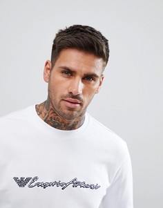 Белый свитшот с круглым вырезом и логотипом Emporio Armani - Белый