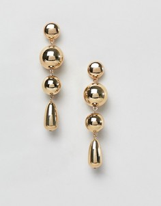 Серьги-подвески с шариками Pieces - Золотой