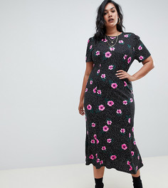 Чайное платье макси в горошек с цветочным принтом ASOS DESIGN Curve - Мульти