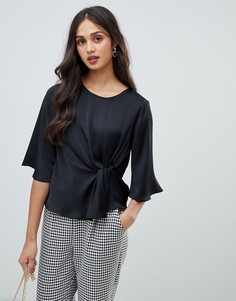 Черная атласная блузка Miss Selfridge - Черный