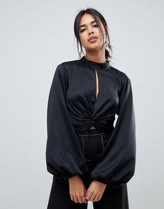 Кроп-топ с объемными рукавами ASOS DESIGN - Черный