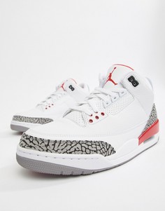 Белые кроссовки ретро Nike Air Jordan 3 136064-116 - Красный