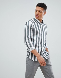 Узкая рубашка в вертикальную полоску Jack & Jones Premium - Зеленый