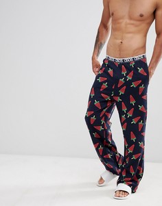 Пижамные штаны прямого кроя с арбузным принтом ASOS DESIGN - Темно-синий