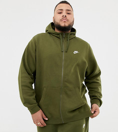 Зеленый худи на молнии с логотипом-галочкой Nike PLUS Club 804389-395 - Зеленый