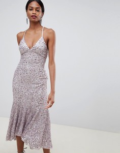 Платье на бретельках со сплошной отделкой пайетками ASOS DESIGN - Фиолетовый