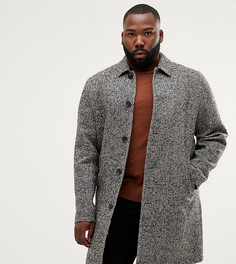 Черное фактурное пальто с добавлением шерсти ASOS DESIGN Plus - Серый