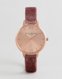 Часы с розовым бархатным ремешком Olivia Burton OB16DE03 - Розовый