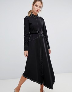 Платье-рубашка макси с контрастными строчками Sportmax Code - Черный