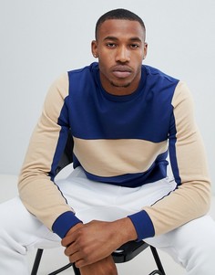 Свитшот в стиле колор блок с полосками по бокам ASOS DESIGN - Синий