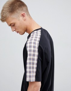 Свободная футболка со вставкой в клетку ASOS DESIGN - Черный