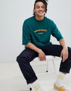 Oversize-футболка с принтом Miami beach ASOS DESIGN - Зеленый