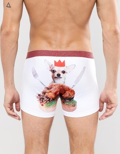 Новогодние боксеры-брифы с принтом hungry dog ASOS DESIGN - Мульти