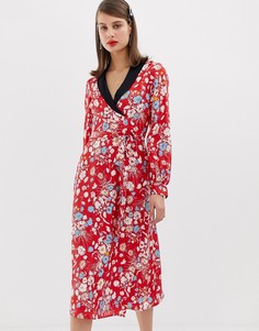 Жаккардовое платье миди с цветочным принтом ASOS DESIGN - Мульти