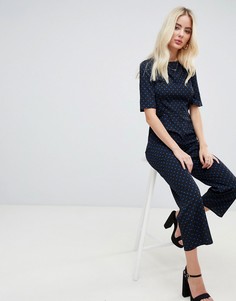Комбинезон в горошек с открытой спиной Fashion Union - Черный