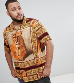 Вискозная oversize-рубашка с принтом и воротником в виде лацканов ASOS DESIGN Plus - Черный