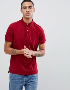 Бордовое поло из пике с логотипом Tommy Hilfiger Icon - Красный
