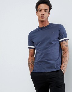 Темно-синяя футболка с контрастной отделкой Fred Perry - Темно-синий