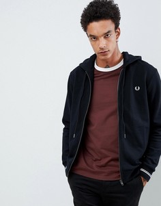 Черный свитшот на молнии с капюшоном Fred Perry - Черный