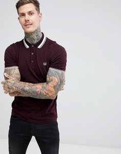 Темно-бордовое поло с контрастной отделкой Fred Perry - Красный