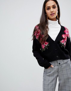 Укороченный кардиган с цветочным узором ASOS DESIGN - Черный