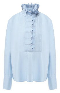 Однотонная хлопковая блуза с воротником-стойкой Isabel Marant Etoile