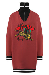 Хлопковое платье с высоким воротником Kenzo