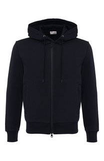 Хлопковая толстовка на молнии с капюшоном Moncler