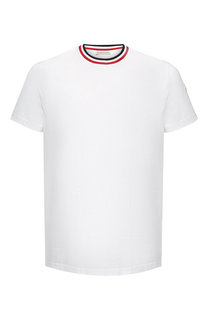 Хлопковая футболка с контрастной отделкой Moncler