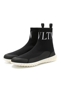 Высокие текстильные кроссовки Valentino Garavani VLTN на шнуровке Valentino