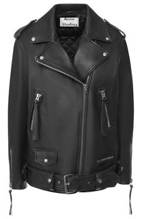 Кожаная куртка с поясом и косой молнией Acne Studios