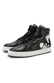 Высокие кожаные кеды на шнуровке Philipp Plein