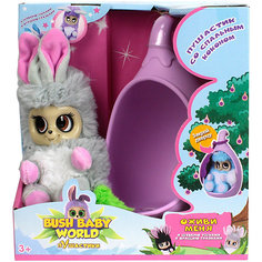 Интерактивная мягкая игрушка 1Toy Bush baby world "Пушистики" со спальным коконом, Нениа, 17 см
