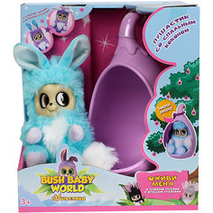 Интерактивная мягкая игрушка 1Toy Bush baby world "Пушистики" со спальным коконом, Адеро, 17 см